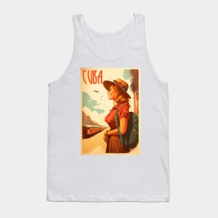 Cuba Woman Vintage Travel Art Poster Tank Top